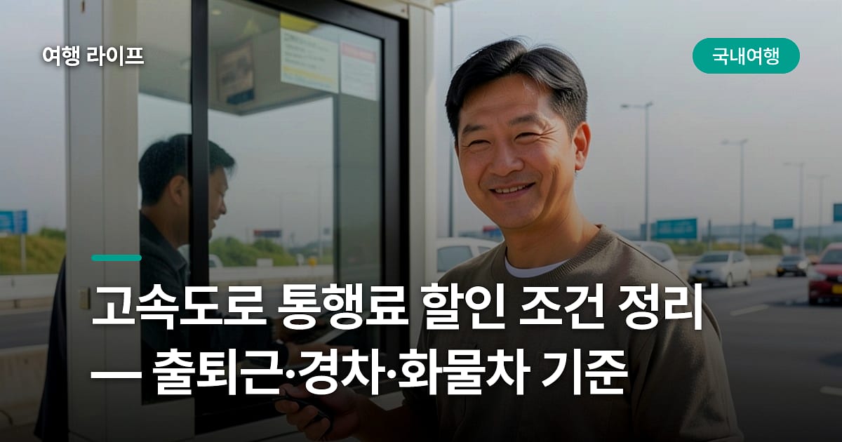 고속도로 통행료 할인 조건 정리 — 출퇴근·경차·화물차 기준