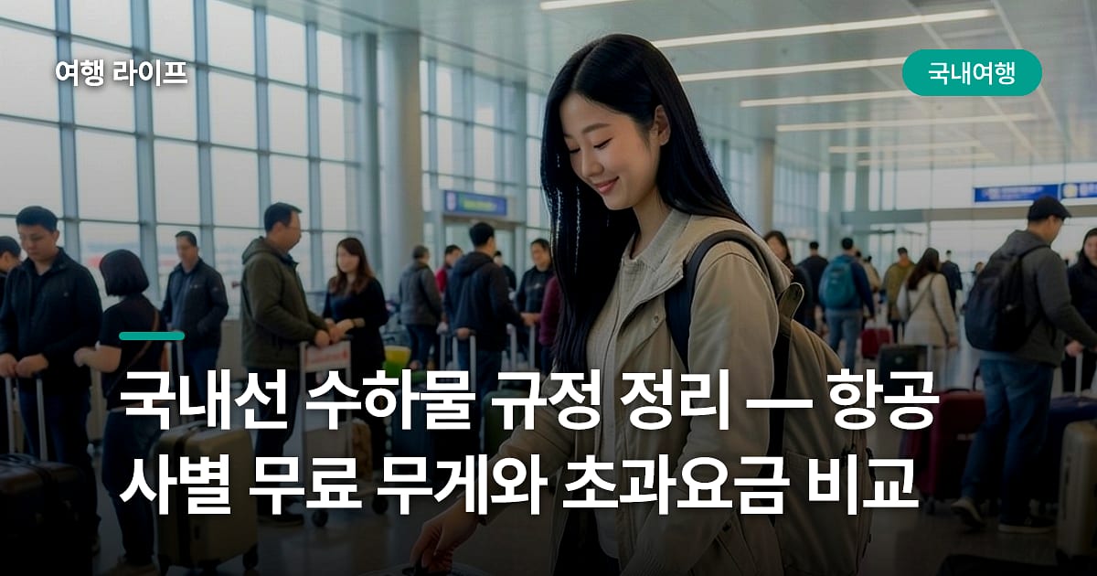 국내선 수하물 규정 정리 — 항공사별 무료 무게와 초과요금 비교